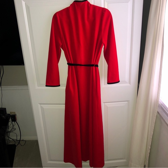 Vintage Vanity Fair Womens Red‎ Velour Belted Tie Waist Robe Long Sleeve Size 14 - Picture 14 of 16